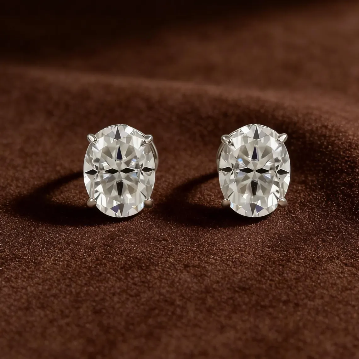 Oval Brilliant Moissanite Studs in 925 Silver Elongated Fluid Silhouette Solitaires Gender Neutral Jewelry Essential leek Low Profile Earring Curation for Daily Wear