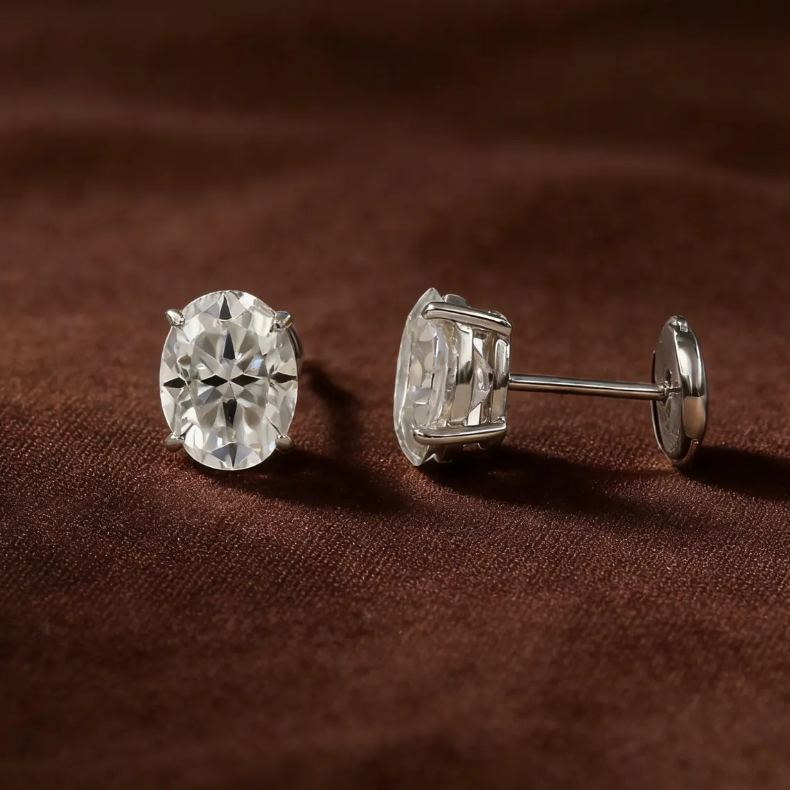 Oval Brilliant Moissanite Studs in 925 Silver Elongated Fluid Silhouette Solitaires Gender Neutral Jewelry Essential leek Low Profile Earring Curation for Daily Wear - Image 2