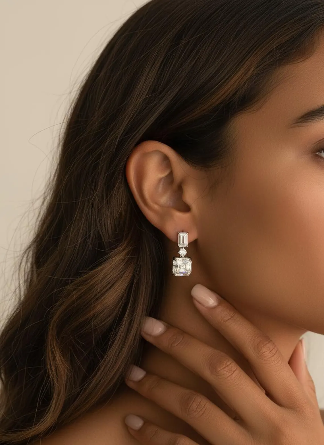 Elegant 925 Sterling Silver Moissanite Dangle Earrings Premium Emerald Cut and Asscher Cut Stones Bridal Wedding Jewelry for Women Luxury Sparkling Wedding & Party Jewelry Gift - Image 2