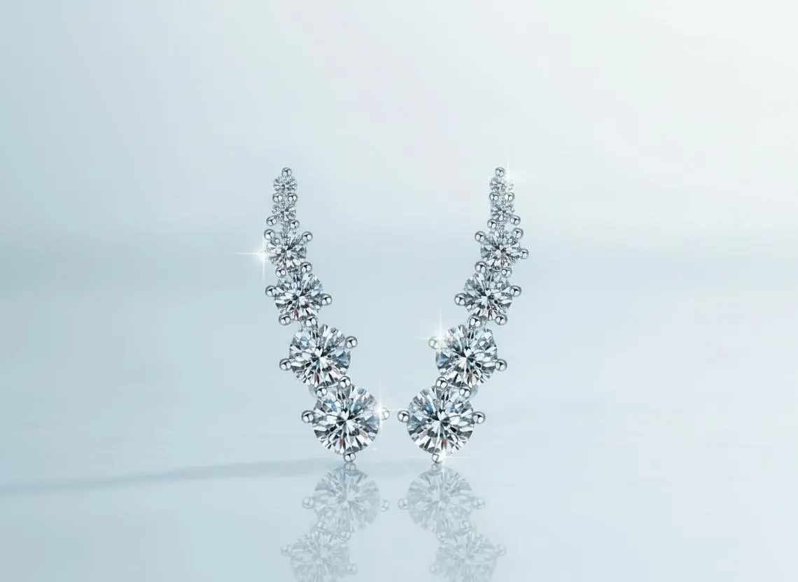 Exclusive 925 Silver Moissanite Fine Jewelry Earrings Brilliant Statement Design for Women Perfect Gift for Birthday Wedding and Anniversary with Exceptional Sparkle and Lasting Brilliance - Image 2