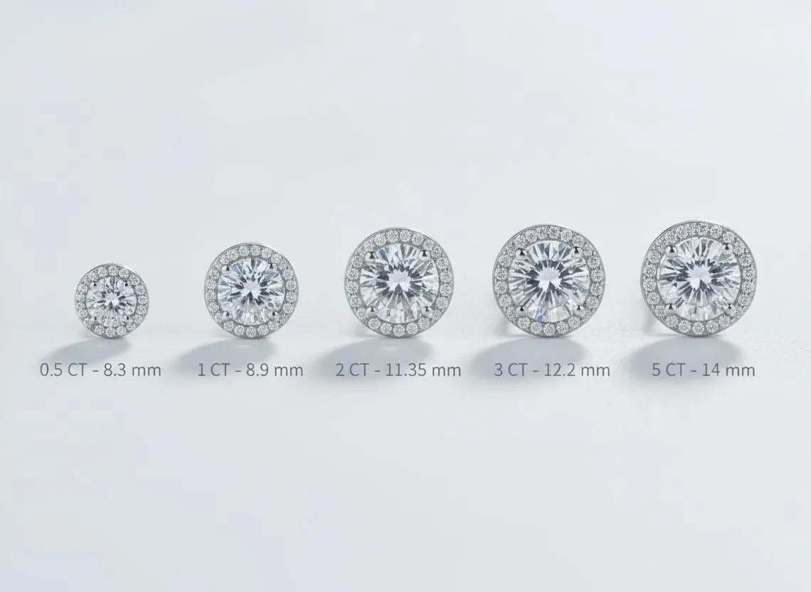 Round Cut 925 Sterling Silver Moissanite Halo Stud Earrings Sterling Silver Round Studs Bridal Earrings Minimalist Earrings Elegant Rectangular Bridal Jewelry for Women - Image 4