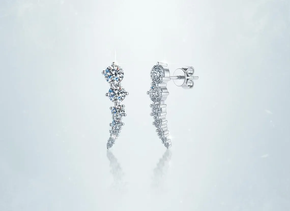 Exclusive 925 Silver Moissanite Fine Jewelry Earrings Brilliant Statement Design for Women Perfect Gift for Birthday Wedding and Anniversary with Exceptional Sparkle and Lasting Brilliance - Image 3